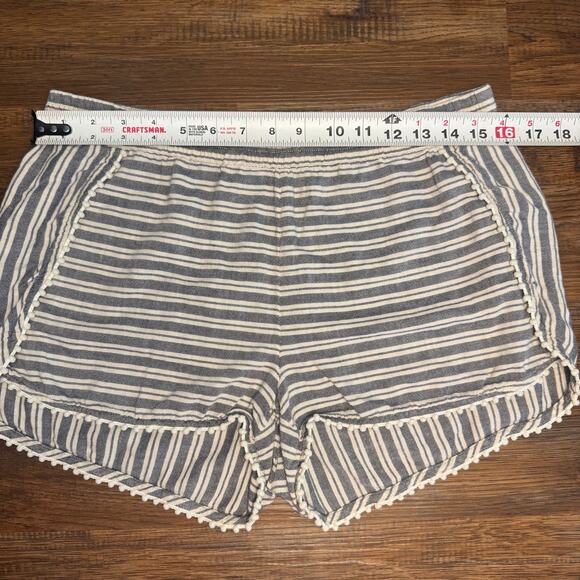 Madewell Oahu Cover-Up Shorts in Stripe White blue pom pom trim MEDIUM cotton - Picture 5 of 9